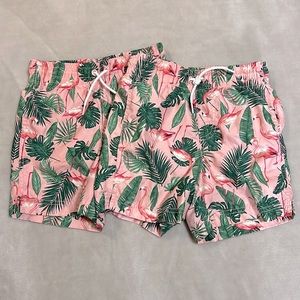 Old Navy Boys Twin Set of Swim Trunks | Palm & Flamingoes | Size S